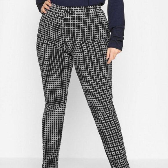 NWT Long Tall Sally Size 18 Black with White Check Slim Leg Trouser, Pan… - Picture 2 of 6